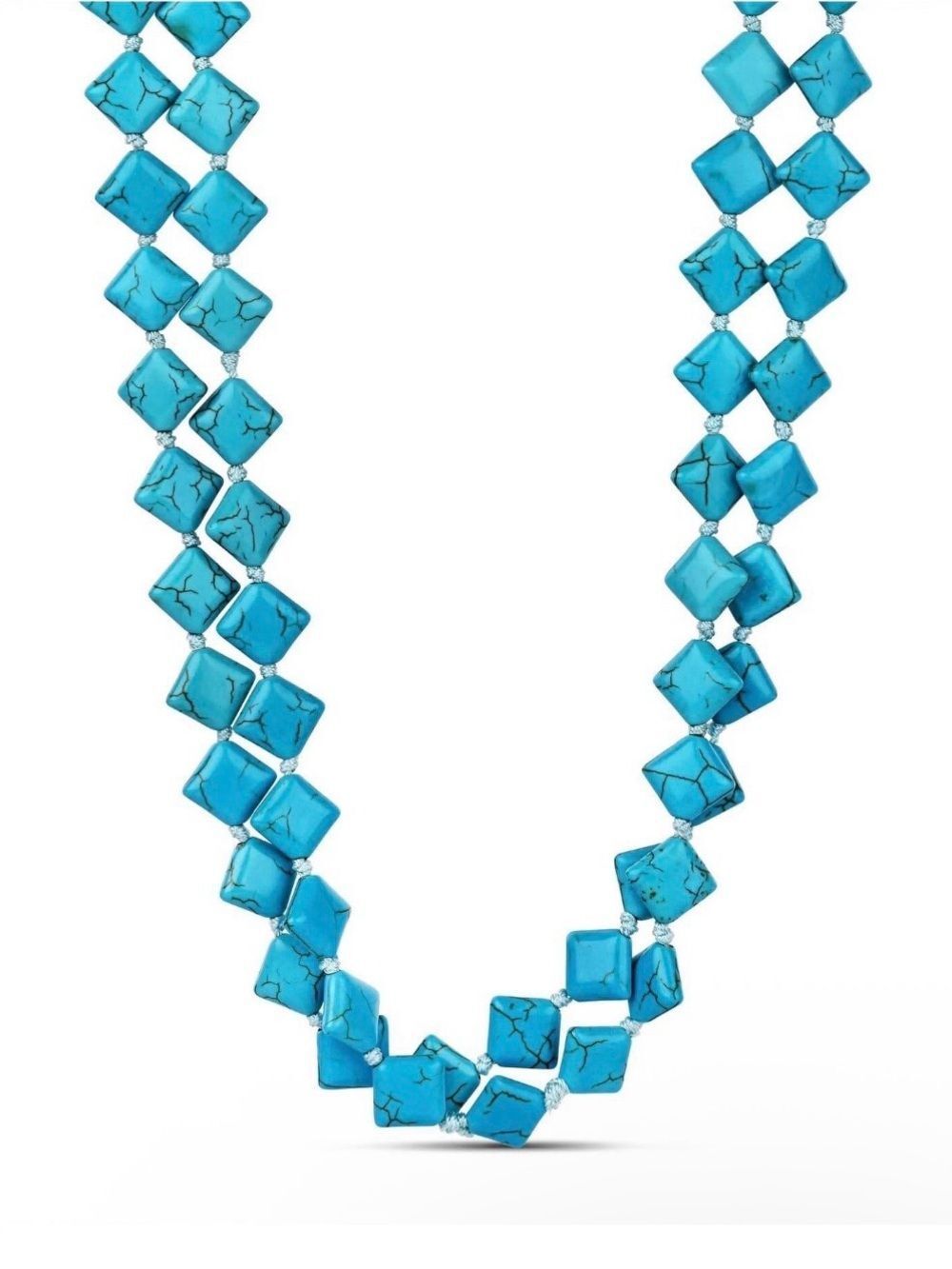 Vibrant Turquoise Square Bead Necklace - Women's Jewelry